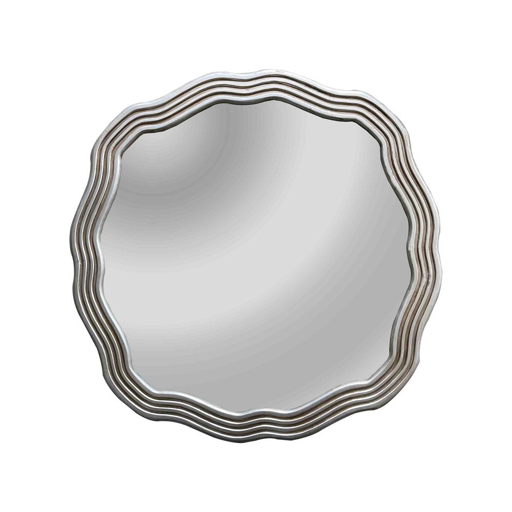 CHLOE's Reflection Contemporary-Style Silver Finish Round Wall Mirror 33" Wide. Picture 1