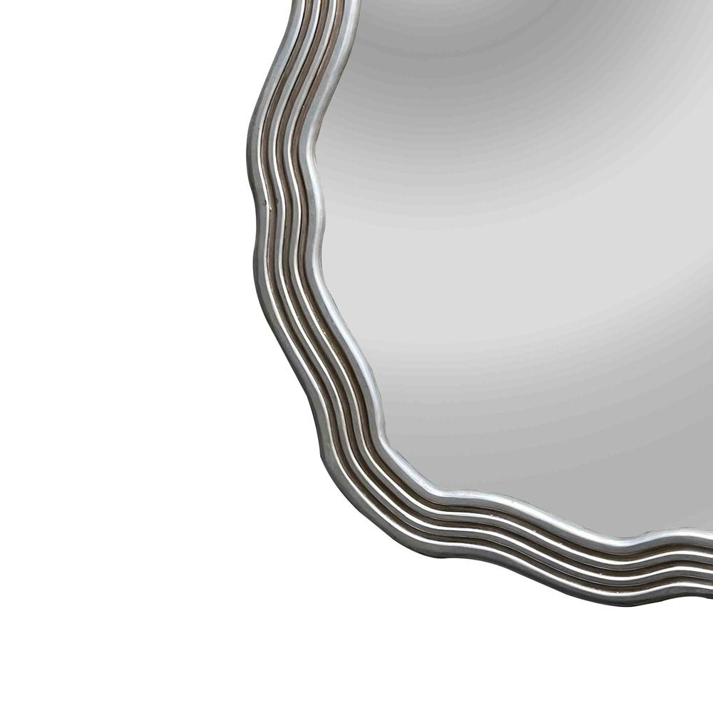CHLOE's Reflection Contemporary-Style Silver Finish Round Wall Mirror 33" Wide. Picture 2
