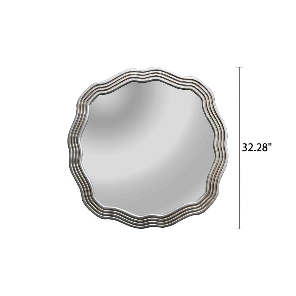 CHLOE's Reflection Contemporary-Style Silver Finish Round Wall Mirror 33" Wide. Picture 5