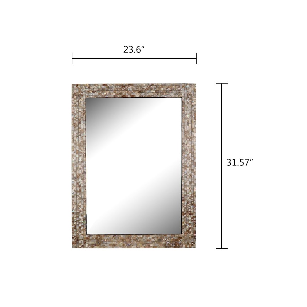 Chloe'S Reflection Seashell Finish Rectangular Framed Wall Mirror 32" Height. Picture 5