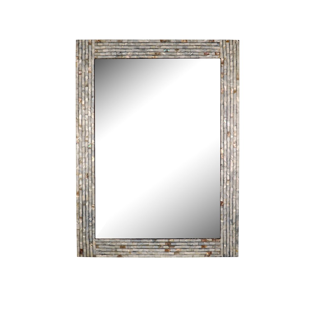 Chloe'S Reflection Seashell Finish Rectangular Framed Wall Mirror 32" Height. Picture 1