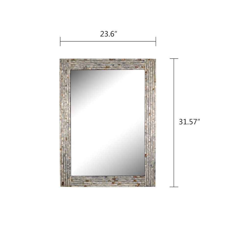 Chloe'S Reflection Seashell Finish Rectangular Framed Wall Mirror 32" Height. Picture 5