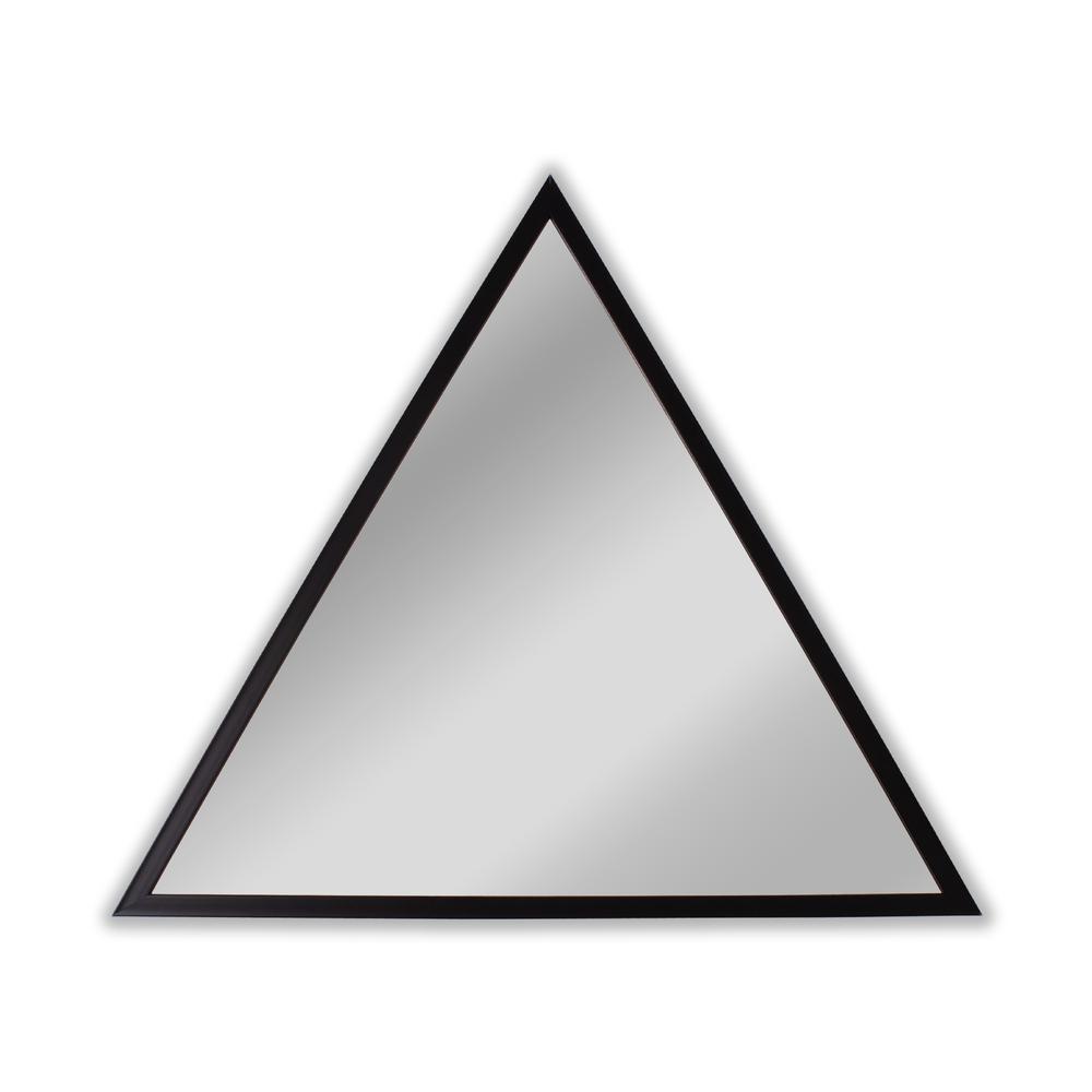 CHLOE's Reflection Contemporary Black Finish Triangle Framed Wall Mirror 31.5" Height. Picture 1