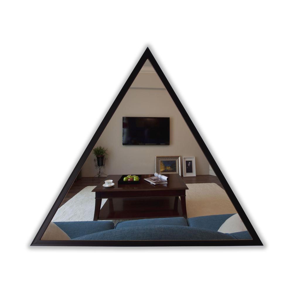 CHLOE's Reflection Contemporary Black Finish Triangle Framed Wall Mirror 31.5" Height. Picture 2
