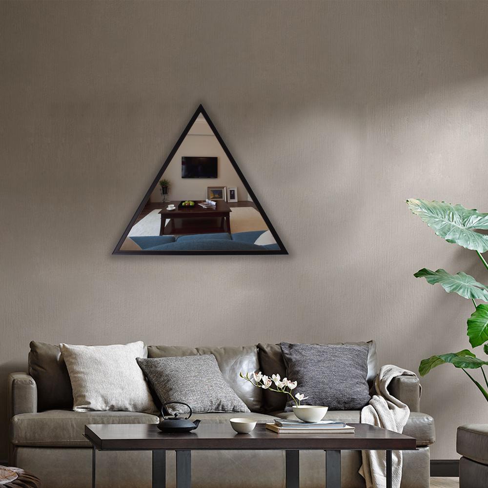CHLOE's Reflection Contemporary Black Finish Triangle Framed Wall Mirror 31.5" Height. Picture 4
