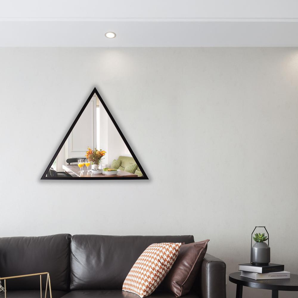 CHLOE's Reflection Contemporary Black Finish Triangle Framed Wall Mirror 31.5" Height. Picture 6