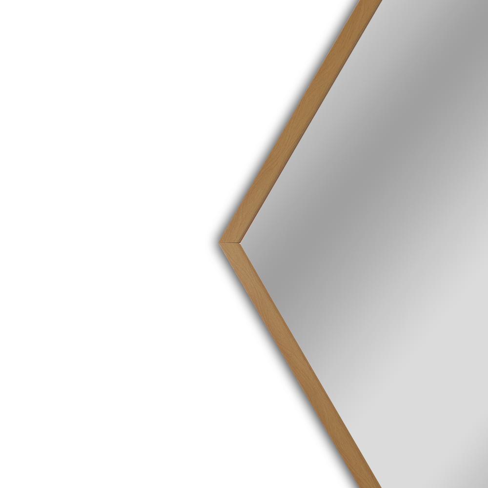 CHLOE's Reflection Contemporary Maple Finish Hexagon Framed Wall Mirror 24" Width. Picture 2