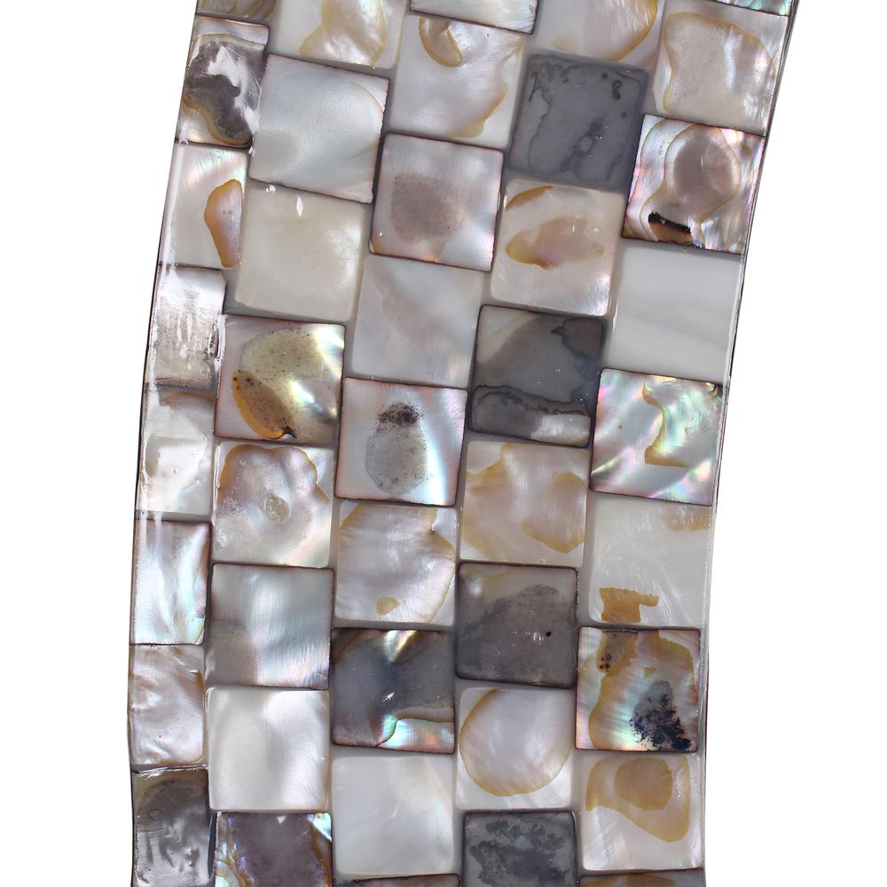 CHLOE's Reflection Vertical Hanging Seashell Finish Oval Framed Wall Mirror 35" Height. Picture 4
