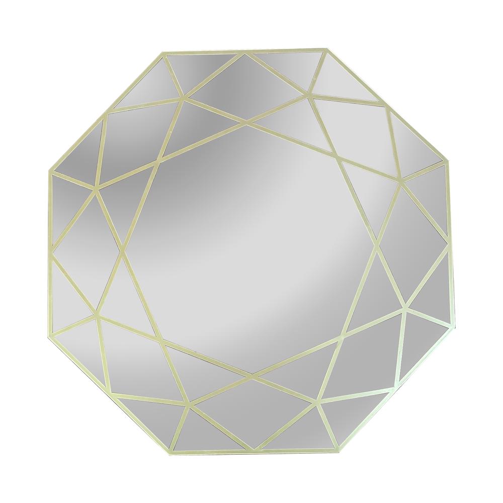 CHLOE's Reflection Contemporary-Style Octagon Golden Finish Wall Mirror 30" Tall. Picture 1