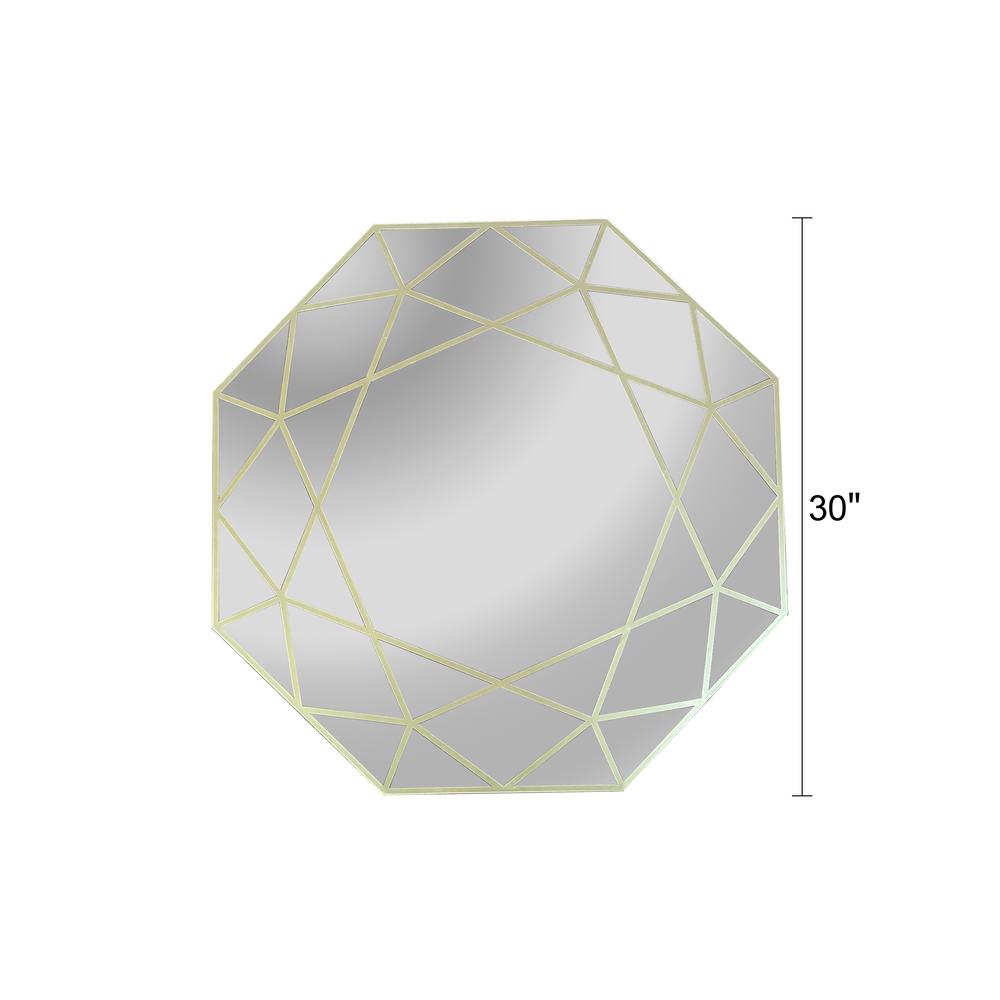 CHLOE's Reflection Contemporary-Style Octagon Golden Finish Wall Mirror 30" Tall. Picture 5