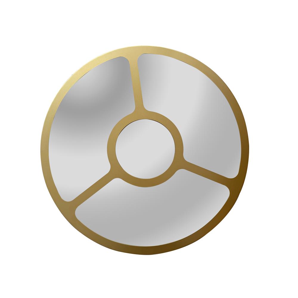 CHLOE's Reflection Contemporary-Style Round Golden Finish Wall Mirror 30" Tall. Picture 5