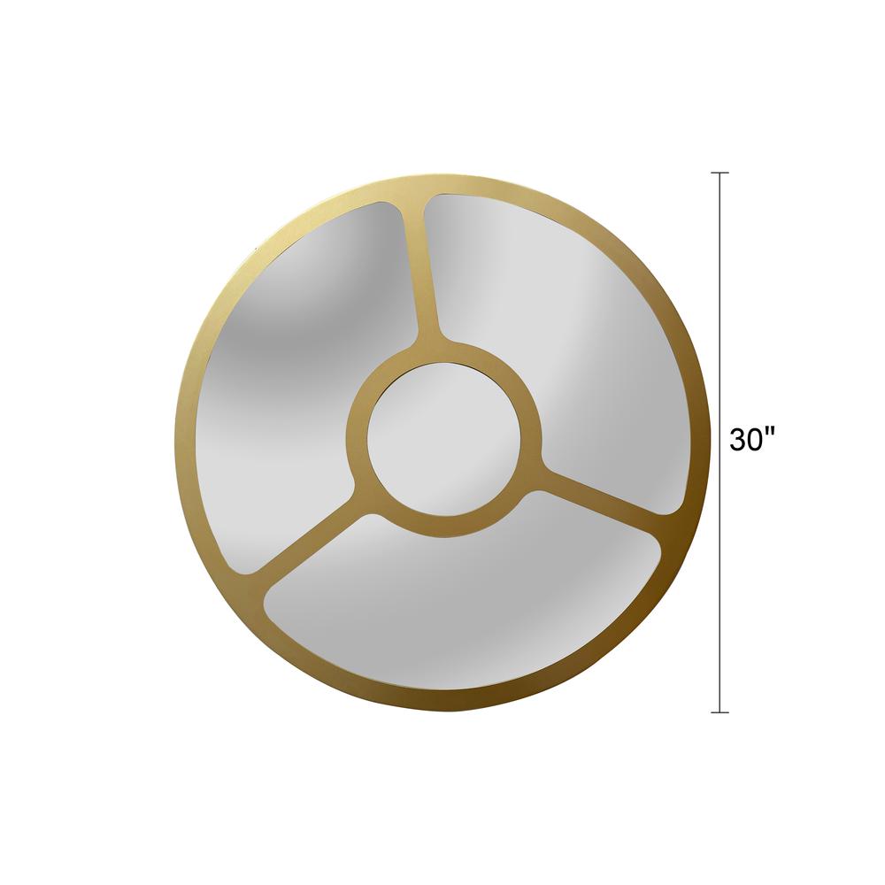 CHLOE's Reflection Contemporary-Style Round Golden Finish Wall Mirror 30" Tall. Picture 4