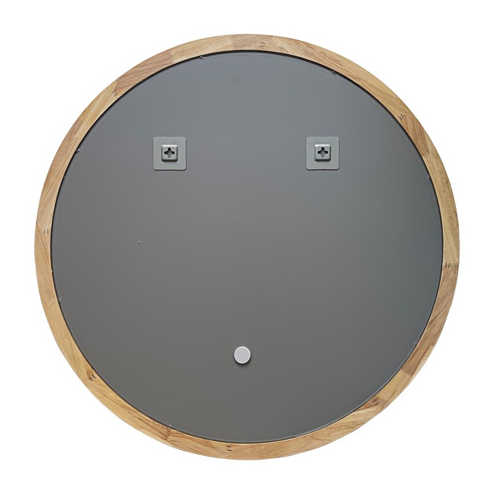 CHLOE's Reflection Contemporary Maple Wood Finish Round Framed Wall Mirror 36" Width. Picture 3