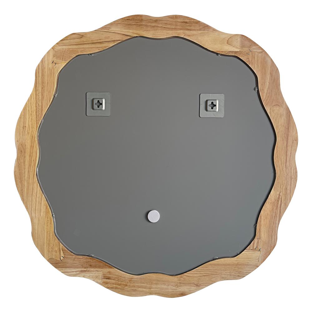 CHLOE's Reflection Contemporary Maple Wood Finish Round Framed Wall Mirror 33" Width. Picture 4