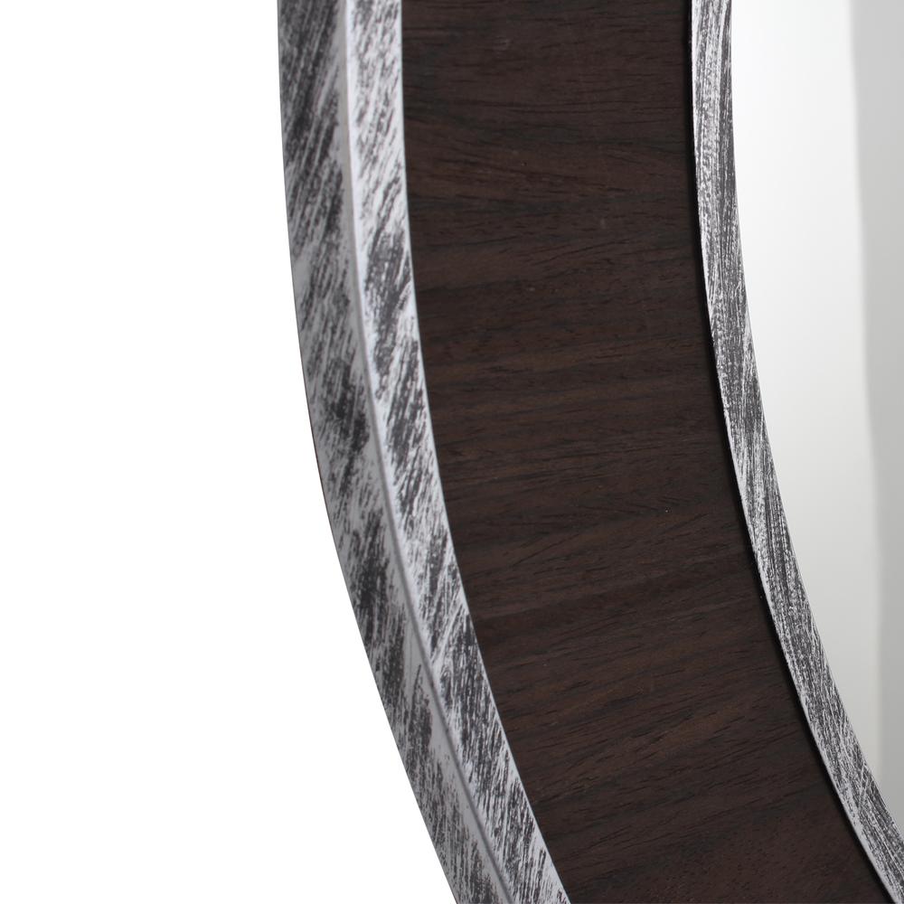 CHLOE's Reflection Vertical Hanging Black-Wood Finish Circle Framed Wall Mirror 30" Height. Picture 6