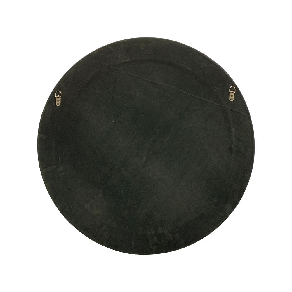 CHLOE's Reflection Vertical Hanging Black-Wood Finish Circle Framed Wall Mirror 30" Height. Picture 5