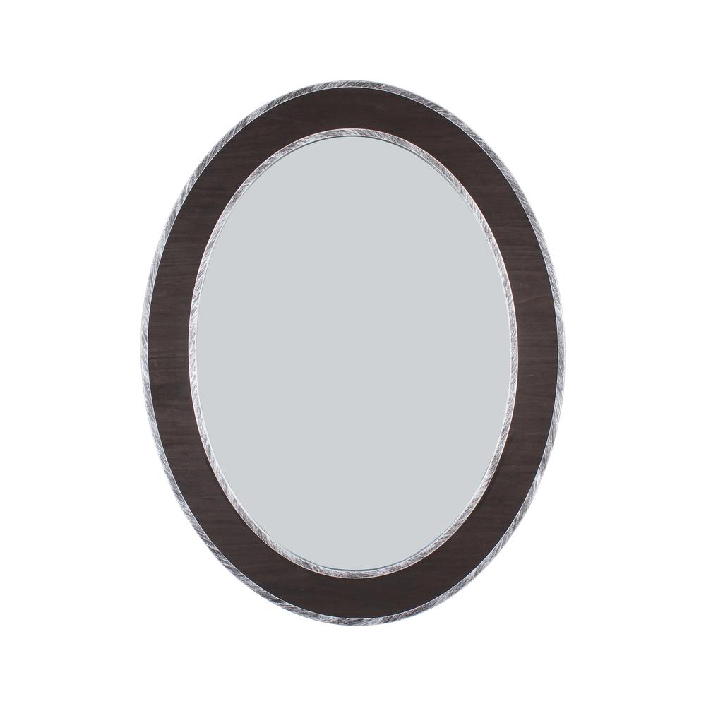 CHLOE's Reflection Vertical Hanging Black-Wood Finish Oval Framed Wall Mirror 35" Height. Picture 1