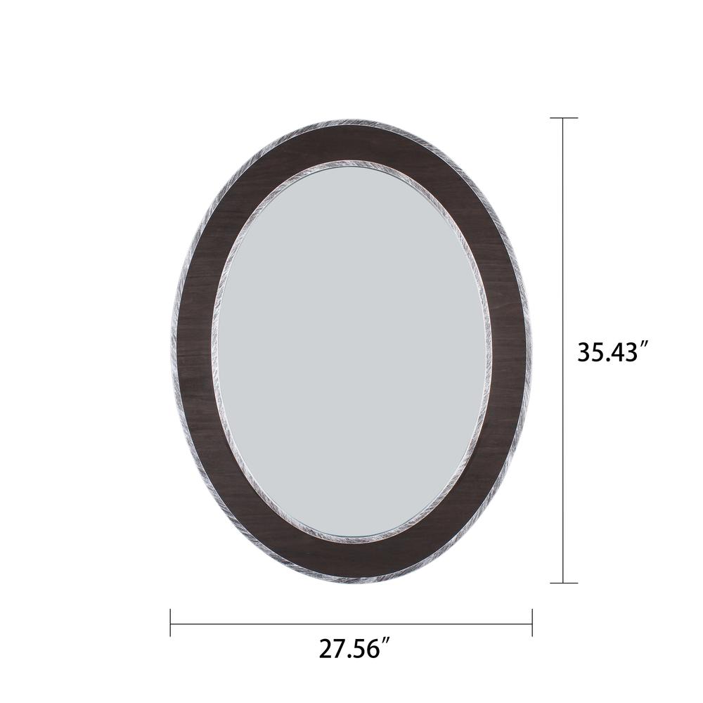 CHLOE's Reflection Vertical Hanging Black-Wood Finish Oval Framed Wall Mirror 35" Height. Picture 2