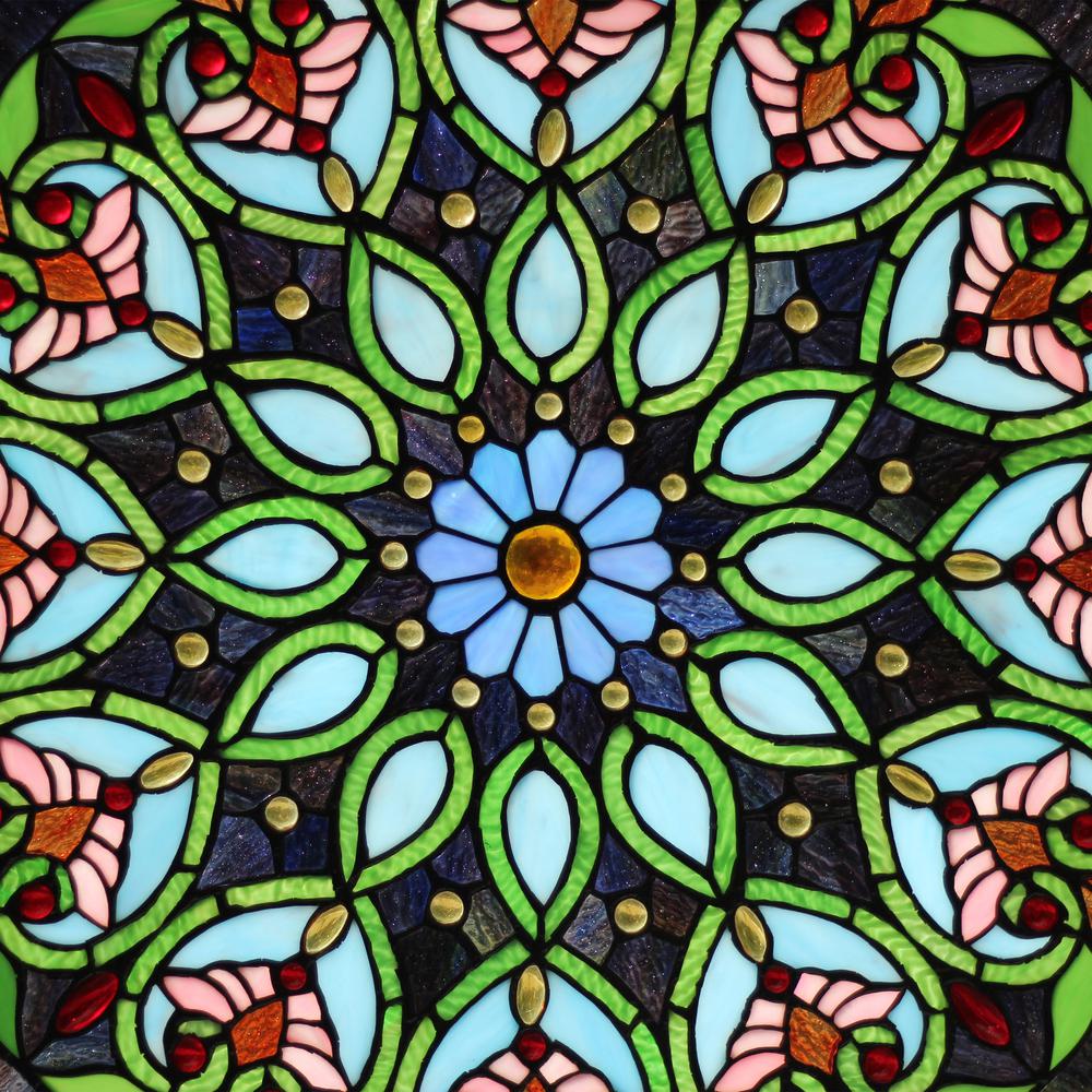 CHLOE Lighting ARABELLA Tiffany-Style Victorian Stained Glass Window Panel, 26" Width. Picture 6