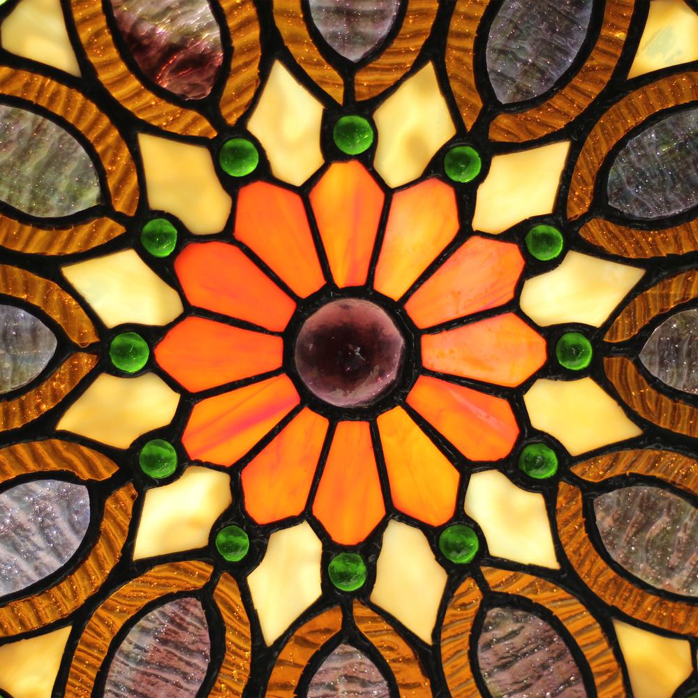 CHLOE Lighting ARABELLA Tiffany-Style Victorian Stained Glass Window Panel 26" Width. Picture 6