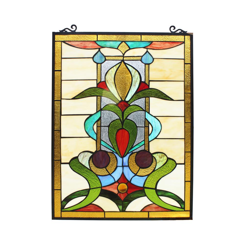 CHLOE Lighting ANTHURIUN Tiffany-style Floral Window Panel 24" Height. Picture 1