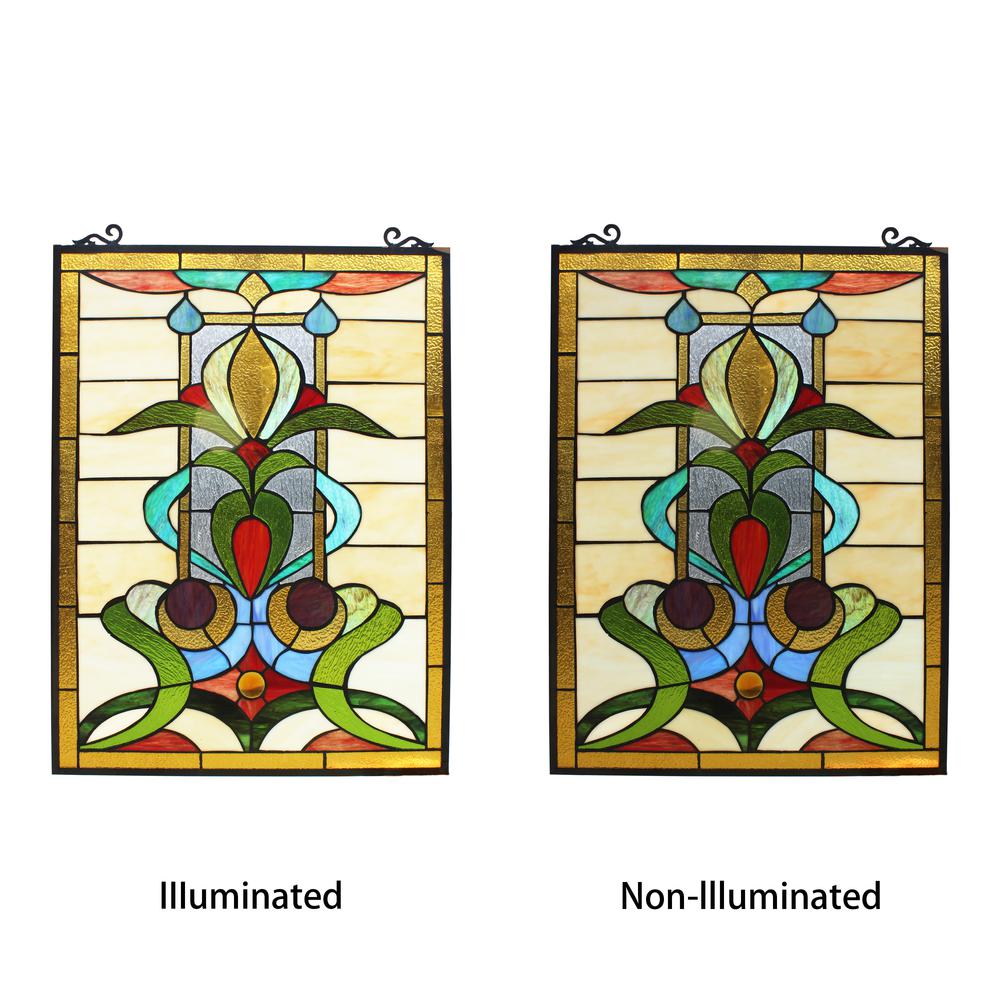 CHLOE Lighting ANTHURIUN Tiffany-style Floral Window Panel 24" Height. Picture 2