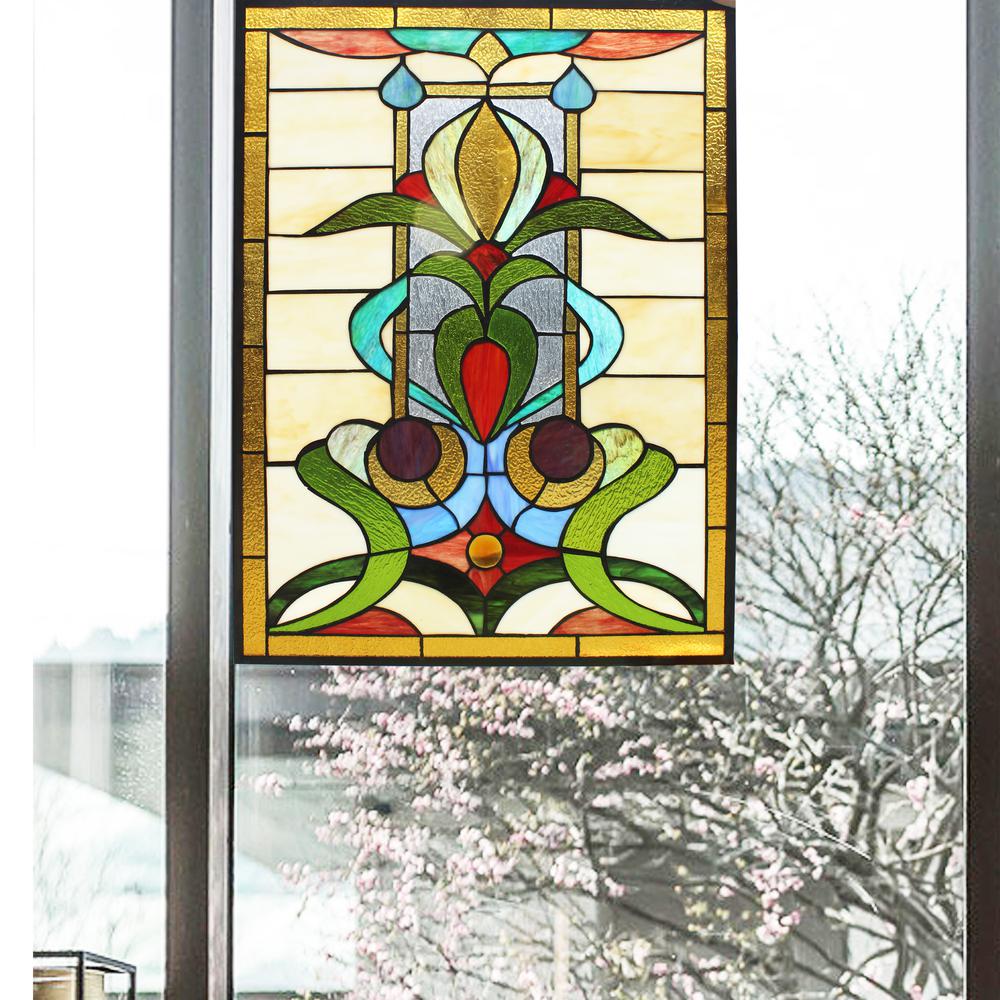 CHLOE Lighting ANTHURIUN Tiffany-style Floral Window Panel 24" Height. Picture 3