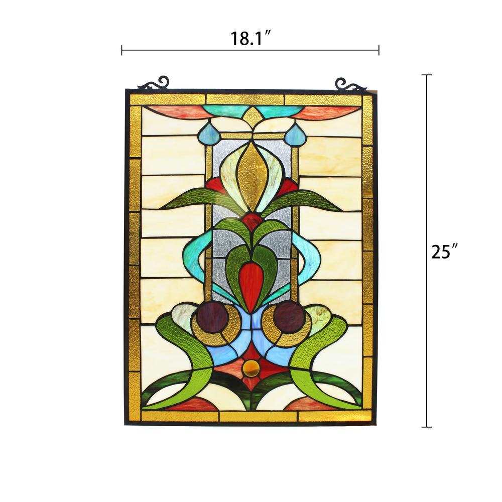 CHLOE Lighting ANTHURIUN Tiffany-style Floral Window Panel 24" Height. Picture 4