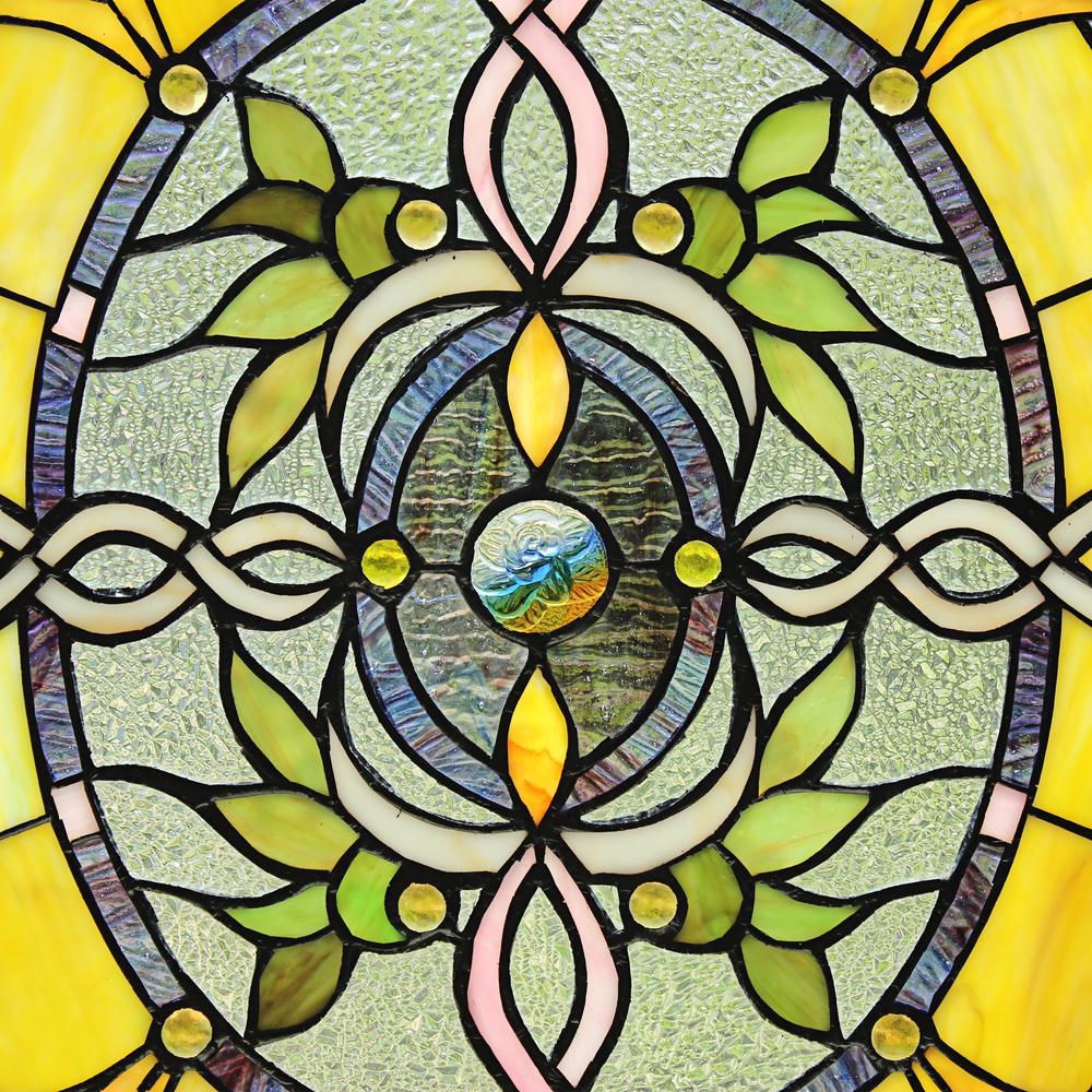 CHLOE Lighting BONICA Tiffany-Style Floral Stained Glass Window Panel 24" Height. Picture 7