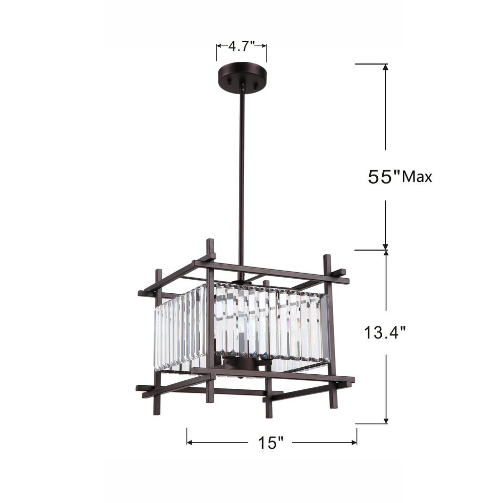 VANESSA Contemporary 4 Lights Rubbed Bronze Ceiling Pendant 15" Wide. Picture 1