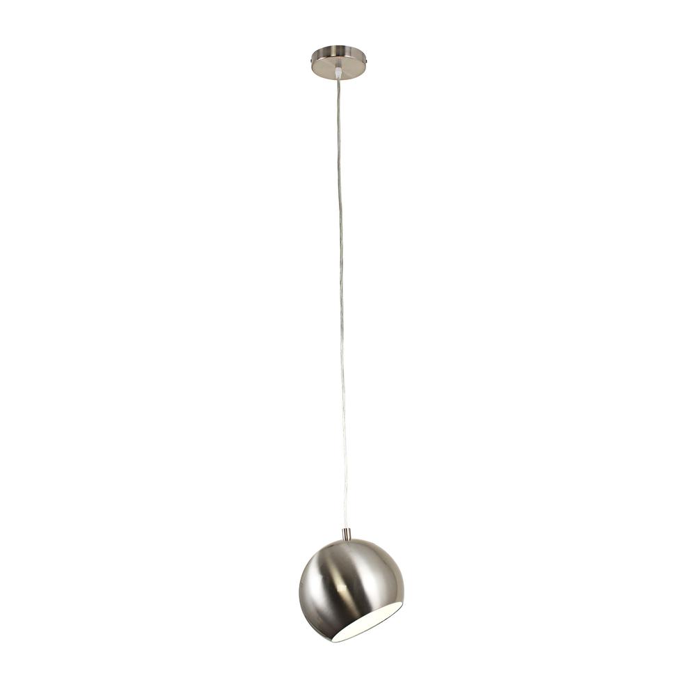 CHLOE Lighting IRONCLAD Contemporary-Style 1 Light Brushed Nickel Ceiling Mini Pendant 8" Wide. Picture 1