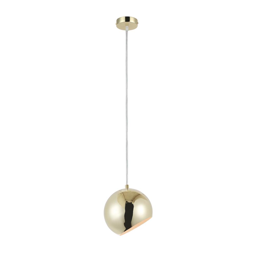 CHLOE Lighting IRONCLAD Contemporary-Style 1 Light Plated Gold Ceiling Mini Pendant 8" Wide. Picture 1