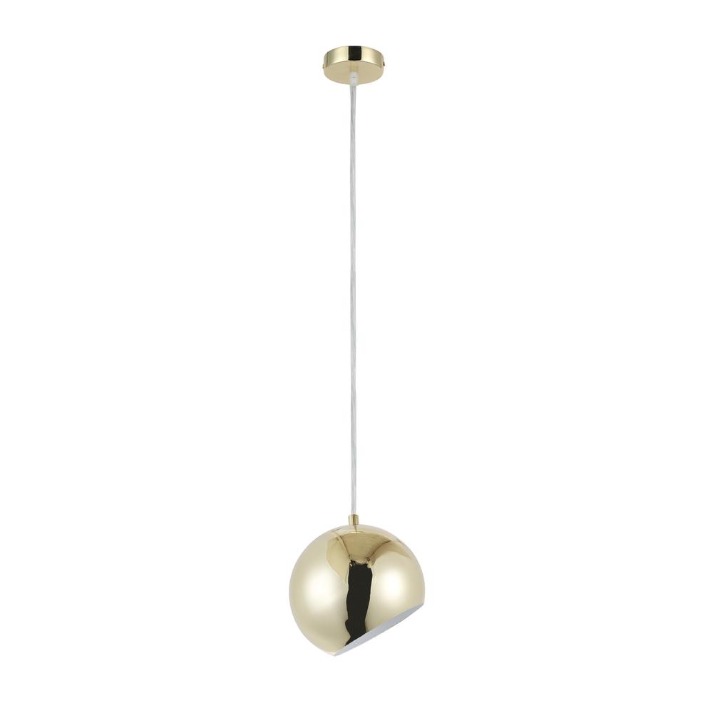 CHLOE Lighting IRONCLAD Contemporary-Style 1 Light Plated Gold Ceiling Mini Pendant 8" Wide. Picture 2