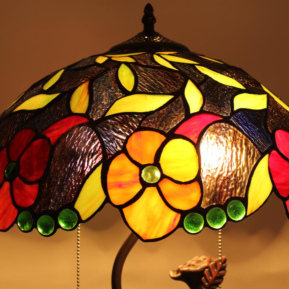 CHLOE Lighting MARIEBELLE Tiffany-Style Floral Stained Glass Table Lamp 16" Width. Picture 8