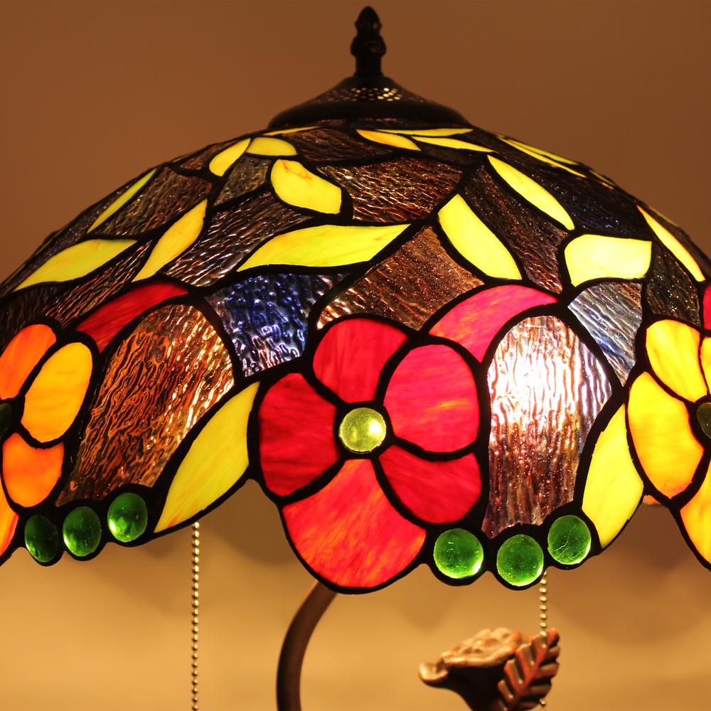 CHLOE Lighting MARIEBELLE Tiffany-Style Floral Stained Glass Table Lamp 16" Width. Picture 7