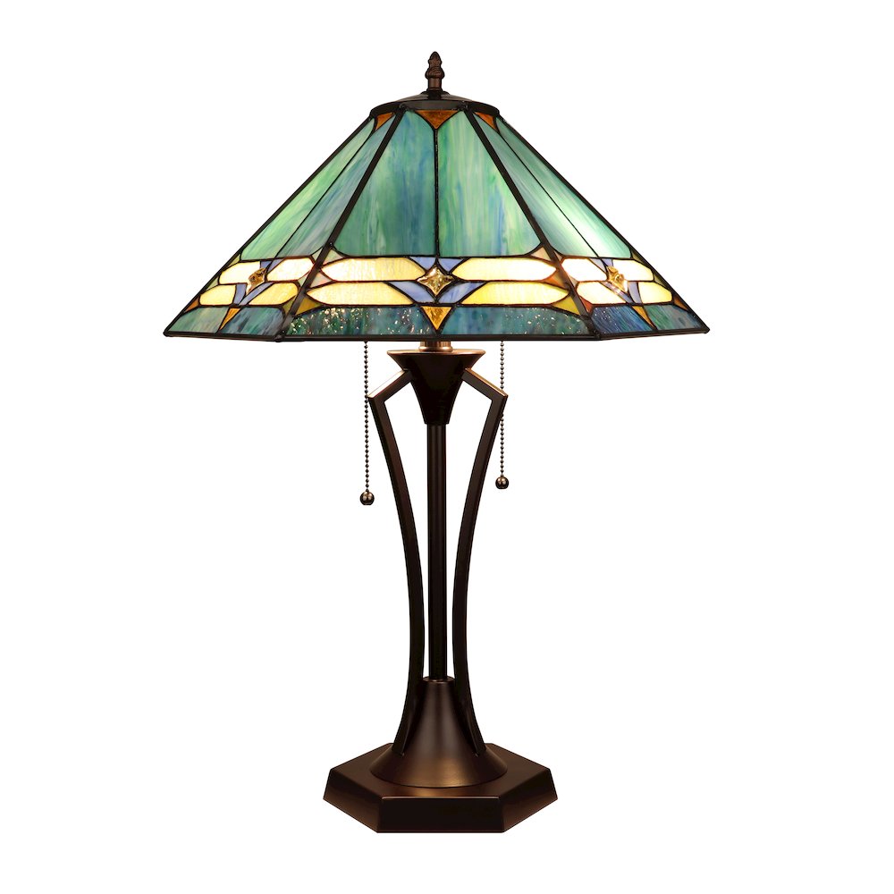 Hyland Geometric Style 2-Light Table Lamp 18" Shade. Picture 1