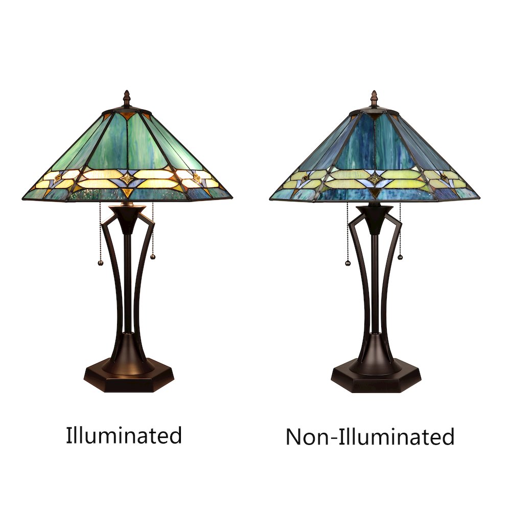 Hyland Geometric Style 2-Light Table Lamp 18" Shade. Picture 3