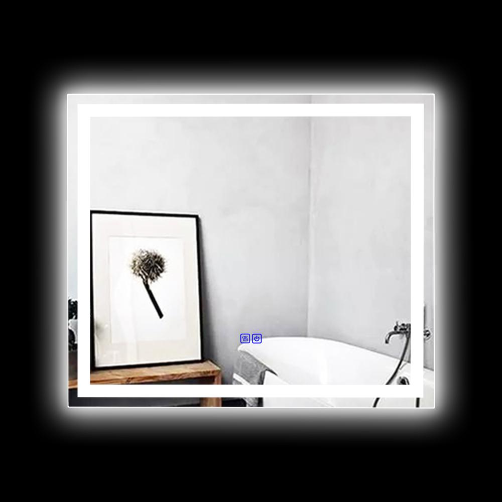 CHLOE Lighting LUMINOSITY Back Lit Rectangular TouchScreen LED Mirror 3 Color Temperatures 3000K-6000K 28" Wide. Picture 6