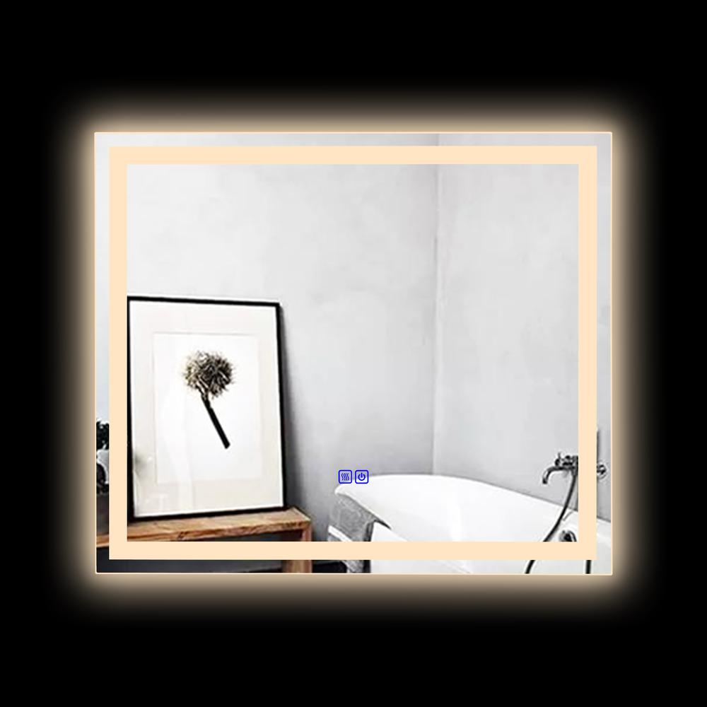 CHLOE Lighting LUMINOSITY Back Lit Rectangular TouchScreen LED Mirror 3 Color Temperatures 3000K-6000K 28" Wide. Picture 7