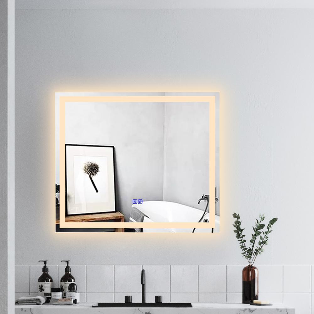 CHLOE Lighting LUMINOSITY Back Lit Rectangular TouchScreen LED Mirror 3 Color Temperatures 3000K-6000K 28" Wide. Picture 15