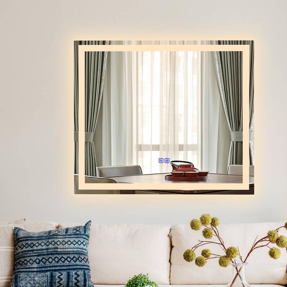 CHLOE Lighting LUMINOSITY Back Lit Rectangular TouchScreen LED Mirror 3 Color Temperatures 3000K-6000K 28" Wide. Picture 17