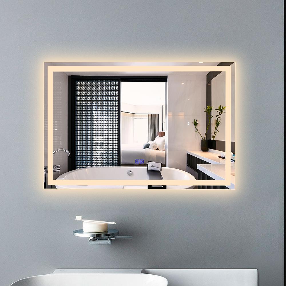 CHLOE Lighting LUMINOSITY- Back Lit Rectangular TouchScreen LED Mirror 3 Color Temperatures 3000K-6000K 36" Wide. Picture 15