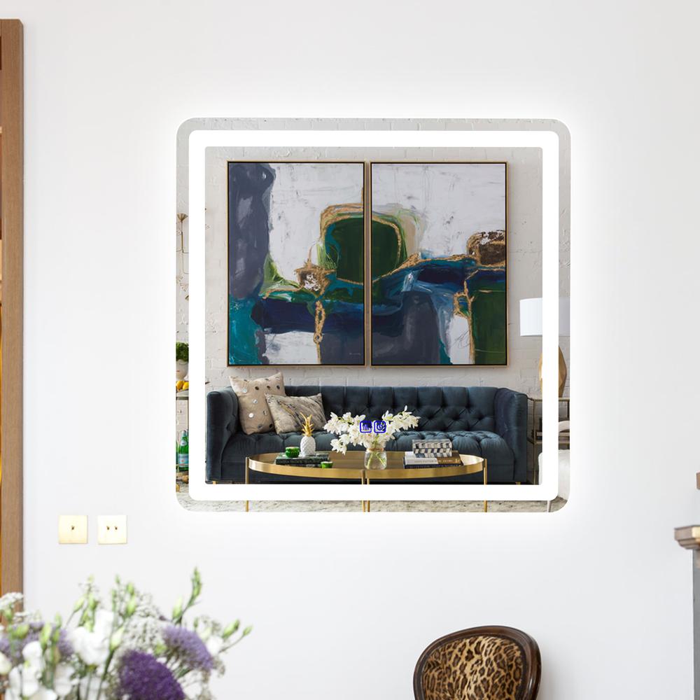 CHLOE Lighting LUMINOSITY Back Lit Square TouchScreen LED Mirror 3 Color Temperatures 3000K-6000K 24" Wide. Picture 15