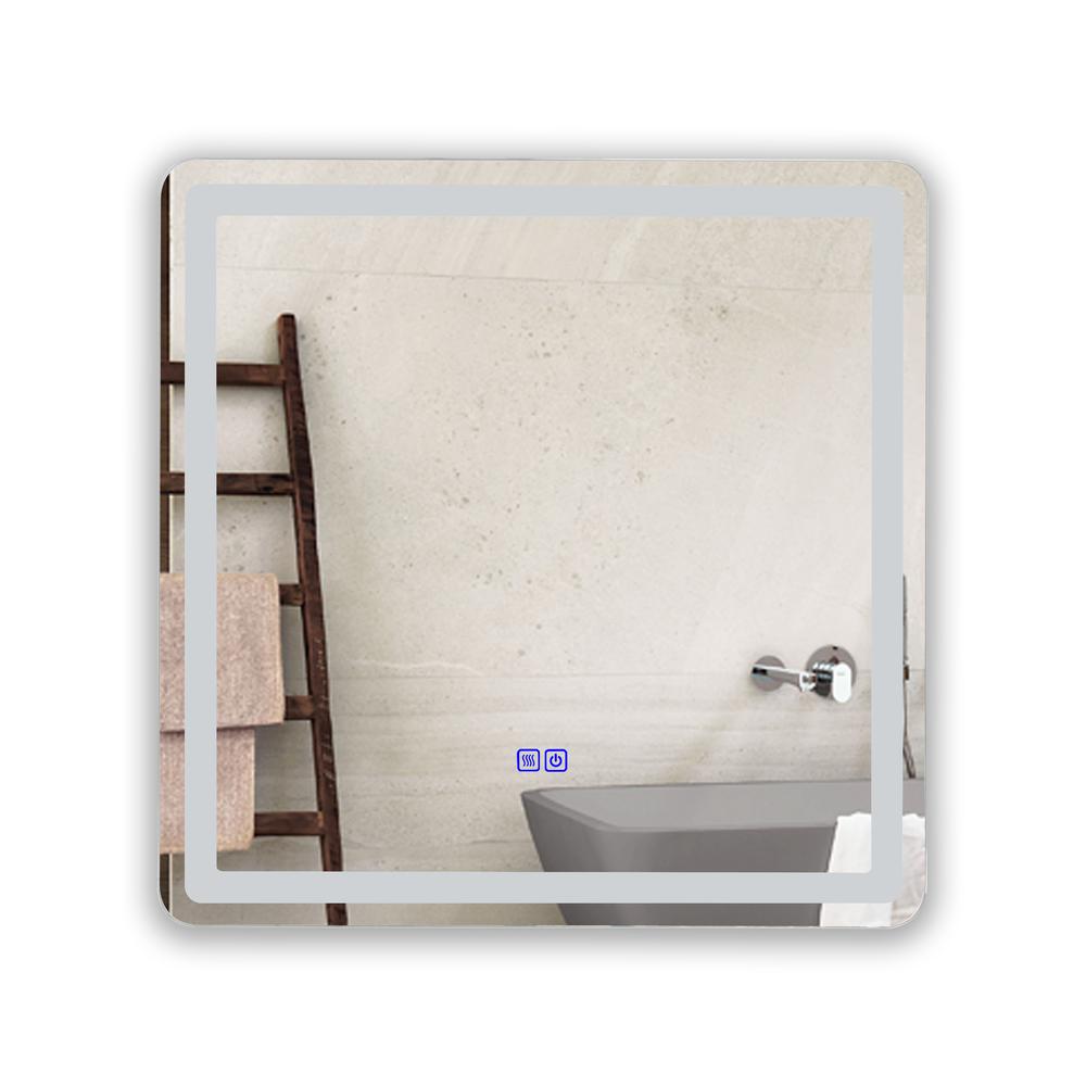 CHLOE Lighting LUMINOSITY Back Lit Square TouchScreen LED Mirror 3 Color Temperatures 3000K-6000K 28" Wide. Picture 4