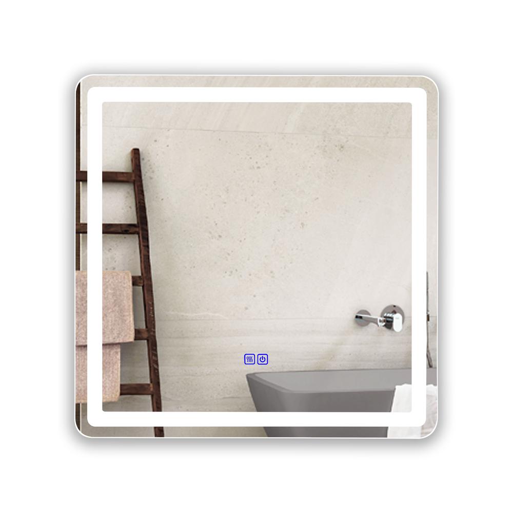 CHLOE Lighting LUMINOSITY Back Lit Square TouchScreen LED Mirror 3 Color Temperatures 3000K-6000K 28" Wide. Picture 1