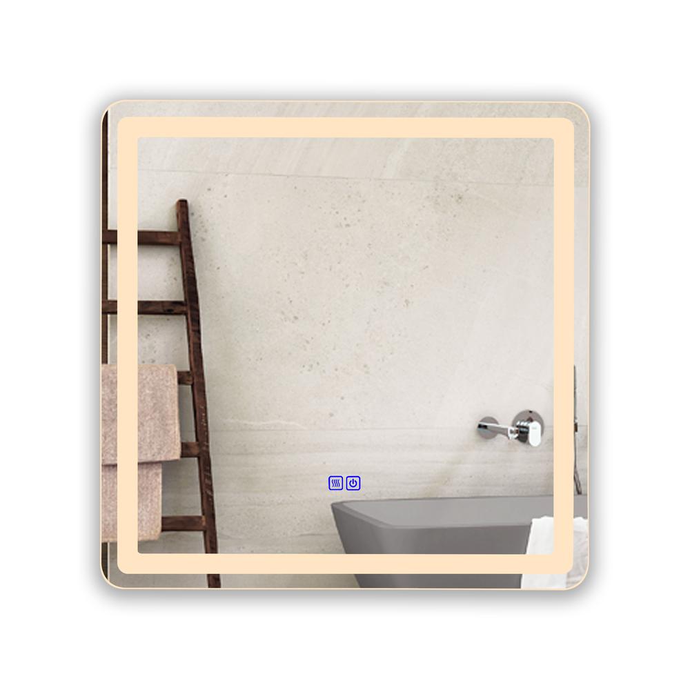 CHLOE Lighting LUMINOSITY Back Lit Square TouchScreen LED Mirror 3 Color Temperatures 3000K-6000K 28" Wide. Picture 5