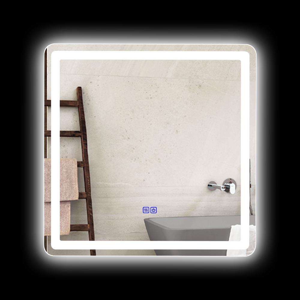 CHLOE Lighting LUMINOSITY Back Lit Square TouchScreen LED Mirror 3 Color Temperatures 3000K-6000K 28" Wide. Picture 6