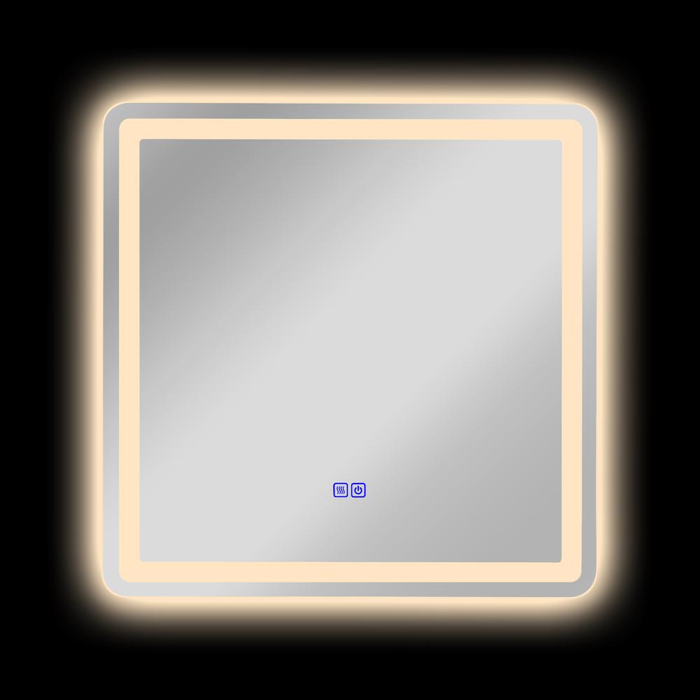 CHLOE Lighting LUMINOSITY Back Lit Square TouchScreen LED Mirror 3 Color Temperatures 3000K-6000K 28" Wide. Picture 9