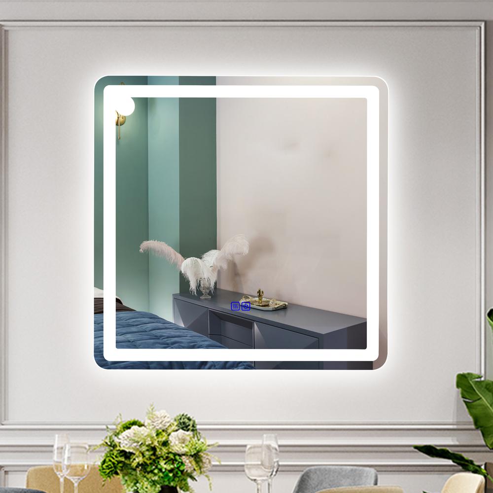 CHLOE Lighting LUMINOSITY Back Lit Rectangular TouchScreen LED Mirror 3 Color Temperatures 3000K-6000K 30" Wide. Picture 14