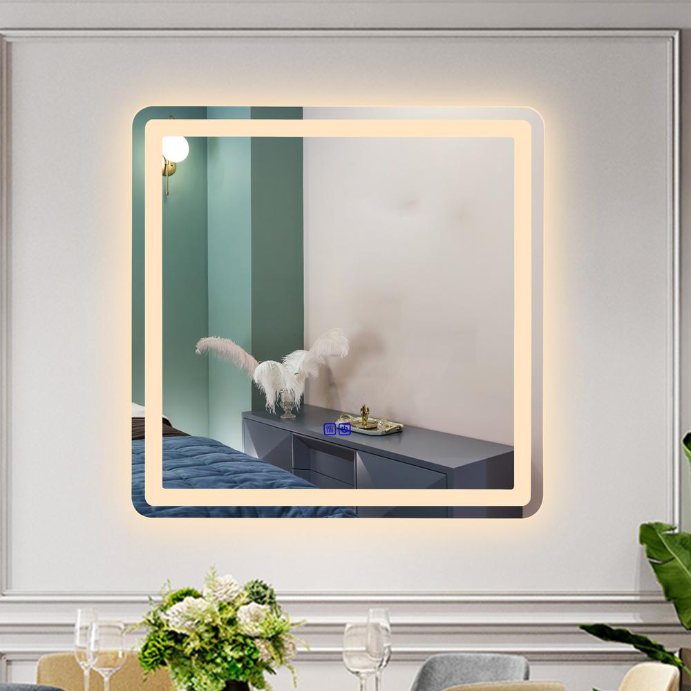 CHLOE Lighting LUMINOSITY Back Lit Rectangular TouchScreen LED Mirror 3 Color Temperatures 3000K-6000K 30" Wide. Picture 15